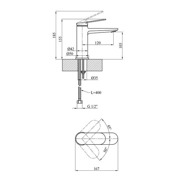 Смеситель для раковины Kroner Element 211110-5301, фото , изображение 2 | SNABZHENIE.com.ua
