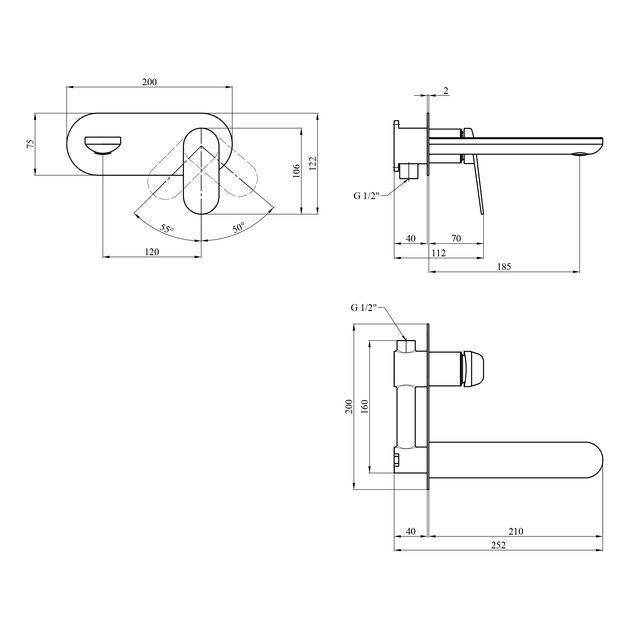 Смеситель скрытого монтажа для раковины Kroner Element 211133B-0101, фото , зображення 2 | SNABZHENIE.com.ua