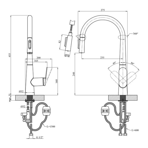 Смеситель для кухни Kroner Element 211569-5301, фото , зображення 2 | SNABZHENIE.com.ua