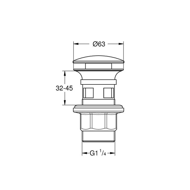 Донный клапан для раковин Grohe 1 1/4" с переливом 40824000, фото , изображение 2 | SNABZHENIE.com.ua