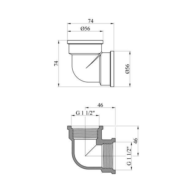 Уголок Karro 1 1/2" ВВ никелированный, фото , изображение 2 | SNABZHENIE.com.ua