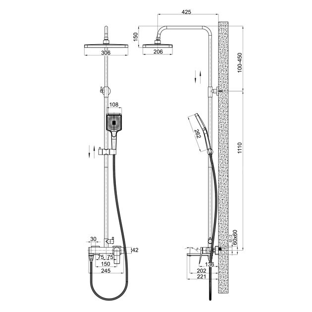 Душевая система универсальная Qtap Nando на три потребителя (с изливом) QTNAN111CRM48653 Chrome, фото , изображение 2 | SNABZHENIE.com.ua