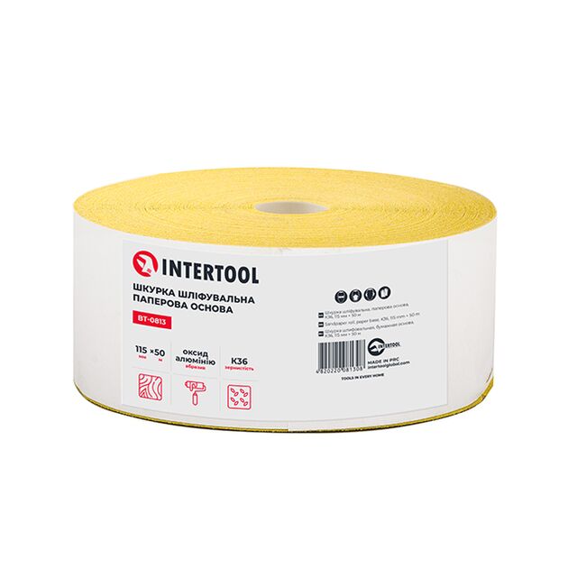 Шлифовальная шкурка К36, 115 мм * 50 м INTERTOOL BT-0813, фото , изображение 2 | SNABZHENIE.com.ua