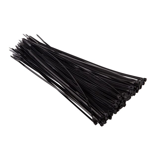 Пластиковый хомут 2,5x200 мм, черный, 100 шт/упак, INTERTOOL TC-2521, фото , изображение 2 | SNABZHENIE.com.ua