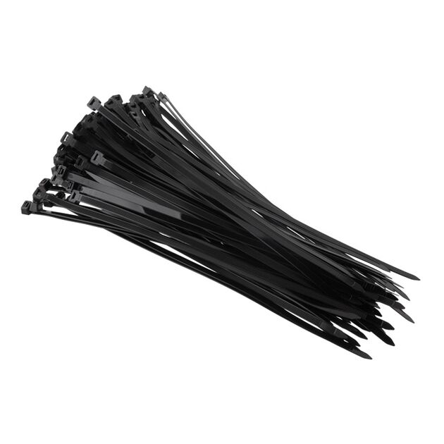 Пластиковый хомут 7,6x350 мм, черный, 100 шт/упак INTERTOOL TC-7636, фото , изображение 2 | SNABZHENIE.com.ua