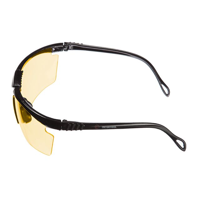 Очки захисні жовті INTERTOOL SP-0091, матеріал лінз PC, матеріал заушників PC чорного кольору, протиударні, оптичний клас 3, фото , зображення 3 | SNABZHENIE.com.ua