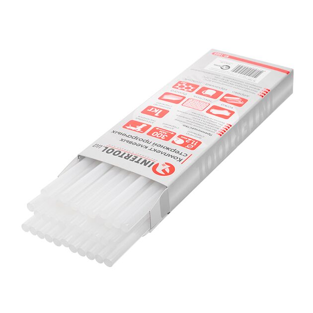 Комплект прозорих клеєвих стержнів 11,2 мм * 300 мм, уп. 1 кг INTERTOOL RT-1025, фото  | SNABZHENIE.com.ua