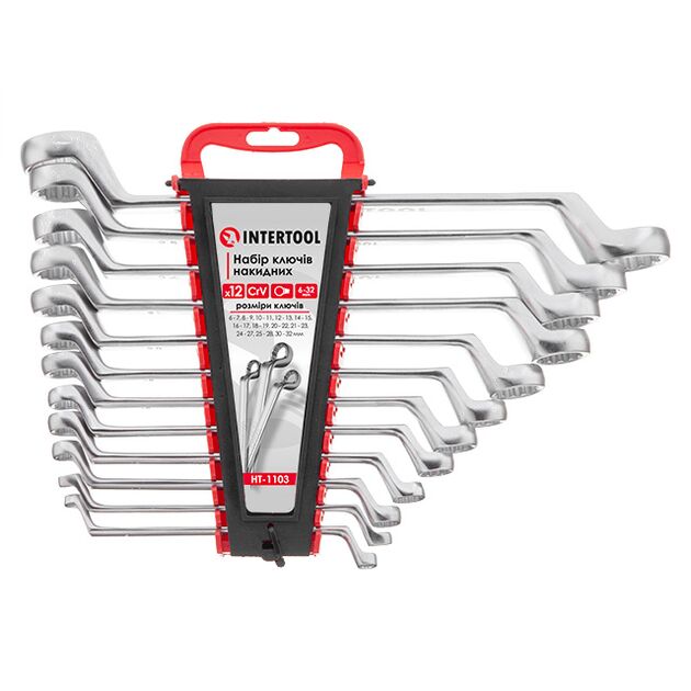 Набір накидних ключів 12 шт., 6-32 мм, Cr-V INTERTOOL HT-1103, фото  | SNABZHENIE.com.ua
