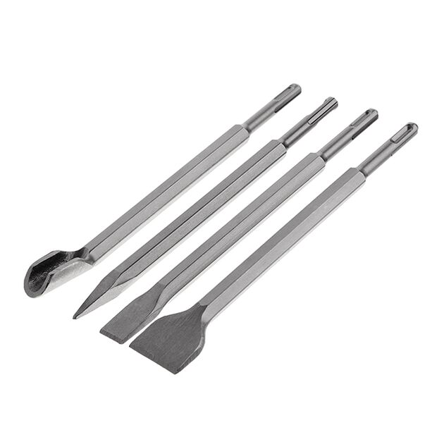 Набір зубил для перфоратора 4 шт, SDS-Plus INTERTOOL SD-0410, фото , зображення 2 | SNABZHENIE.com.ua