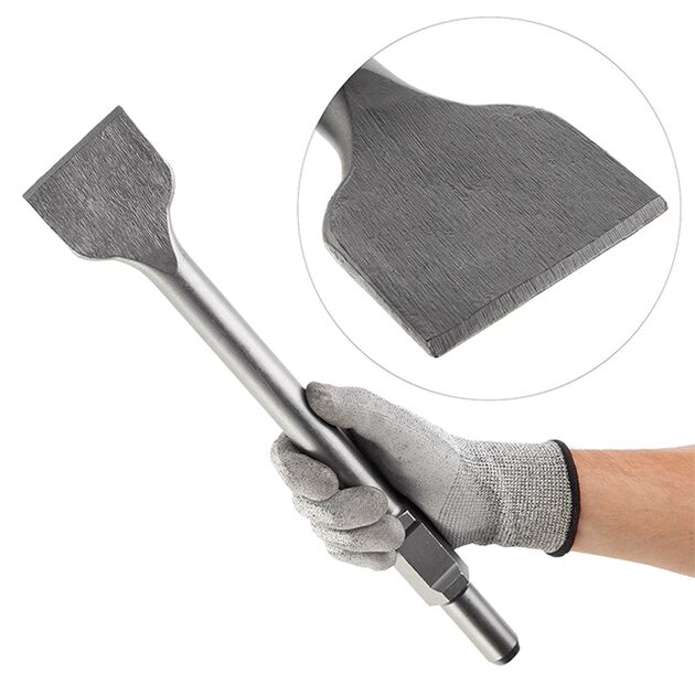 Зубило по камню HEX 30x410 мм, ширина 75 мм, INTERTOOL SD-0463, фото , изображение 2 | SNABZHENIE.com.ua