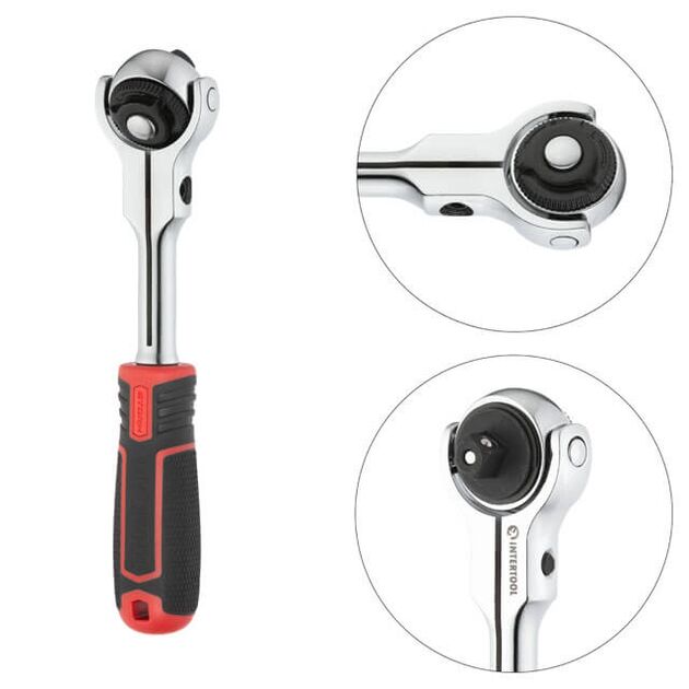 Рукоятка поворотная с храповым механизмом, 72 зуба, 3/8", STORM INTERTOOL ET-8008, фото , изображение 2 | SNABZHENIE.com.ua