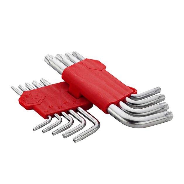 Набор Г-образных ключей TORX с отверстием 9 шт, Т10-Т50, Cr-V INTERTOOL HT-0604, фото , зображення 3 | SNABZHENIE.com.ua