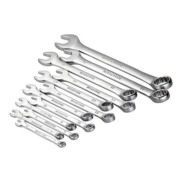 Набор комбинированных ключей 12 шт. 6-22 мм, Cr-V INTERTOOL HT-1203, фото , изображение 3 | SNABZHENIE.com.ua