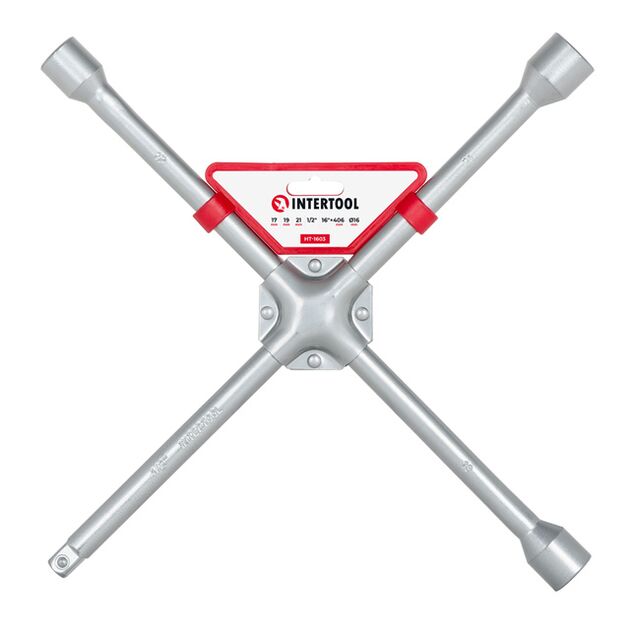 Ключ баллонный крестовой 16 x 406 мм, D=16 мм, 17; 19; 21; 1/2 профессионал INTERTOOL HT-1603, фото  | SNABZHENIE.com.ua