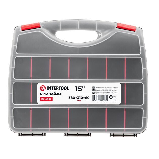 Органайзер пластиковый INTERTOOL BX-4002, 15 380x310x60 мм, фото , изображение 3 | SNABZHENIE.com.ua