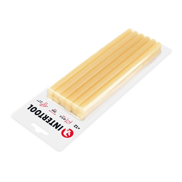 Комплект желтых клеевых стержней 11,2 мм * 200 мм, 12 шт INTERTOOL, фото , изображение 2 | SNABZHENIE.com.ua