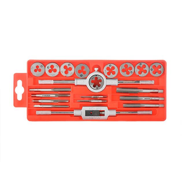 Набор плашек и метчиков M3-M12, 20 ед. INTERTOOL SD-8020, фото , изображение 3 | SNABZHENIE.com.ua