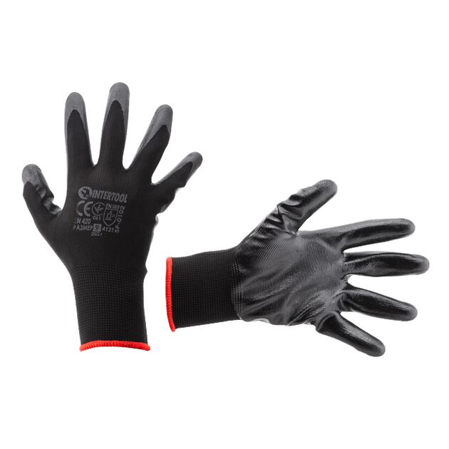 Перчатка трикотажная х/б с покрытием PVC 9, серая INTERTOOL SP-0102, фото  | SNABZHENIE.com.ua