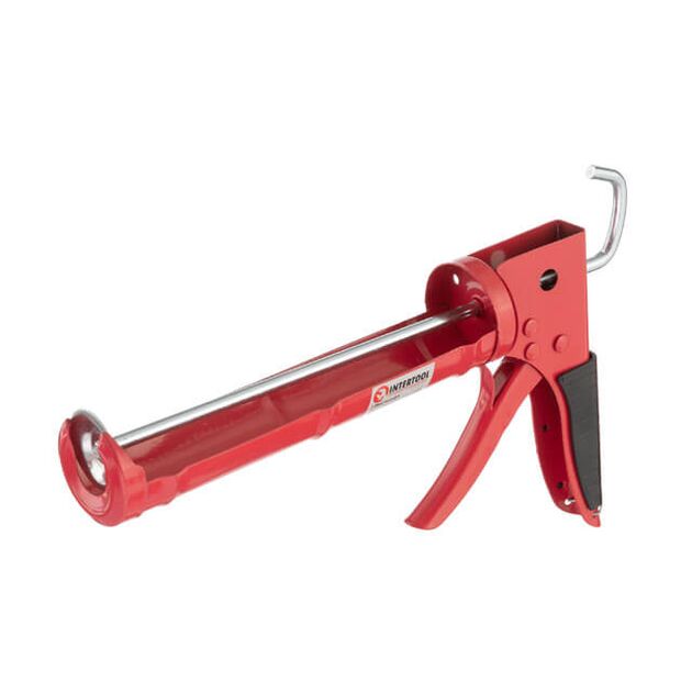 Пістолет для видавлювання силікону 225 мм з обрезиненою рукояткою INTERTOOL HT-0023, фото  | SNABZHENIE.com.ua