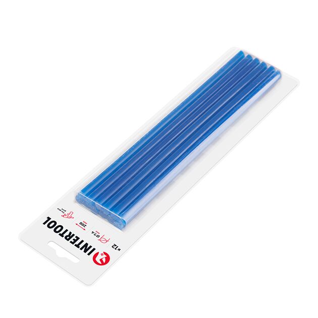 Комплект голубих клеєвих стержнів 7.4мм*200мм, 12шт. INTERTOOL RT-1055, фото , зображення 2 | SNABZHENIE.com.ua