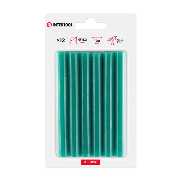 Комплект зелених клеєвих стержнів 11.2мм*100мм, 12шт. INTERTOOL RT-1056, фото  | SNABZHENIE.com.ua