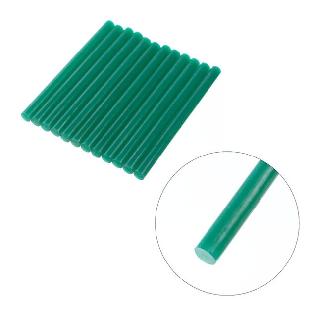 Комплект зеленых клеевых стержней 7.4мм*100мм, 12 шт. INTERTOOL, фото , изображение 3 | SNABZHENIE.com.ua