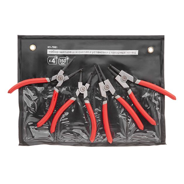 Набор щипцов для стопорных колец 150 мм INTERTOOL HT-7001 (4 шт), фото , изображение 3 | SNABZHENIE.com.ua
