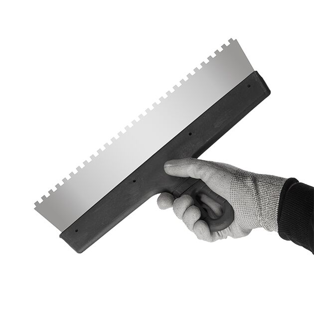 Шпатель нержавеющий 350 мм с зубом 6x6 мм INTERTOOL KT-2356, фото , изображение 3 | SNABZHENIE.com.ua