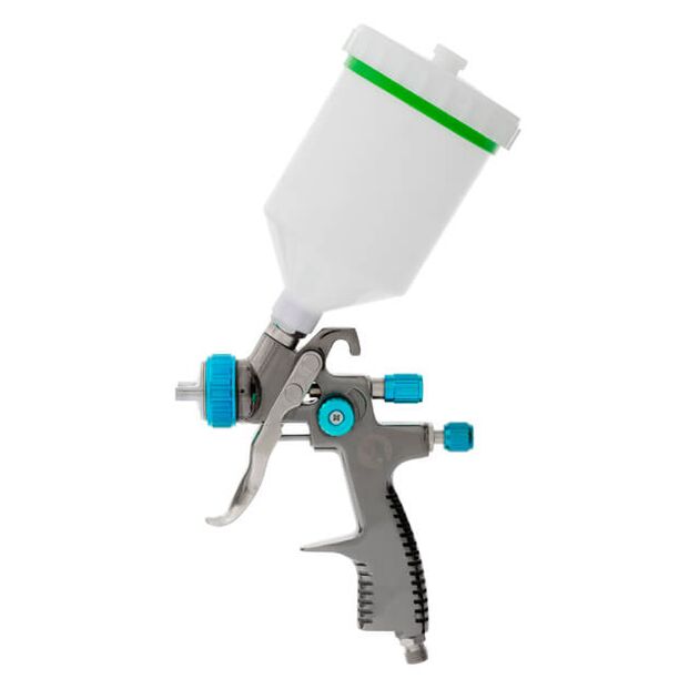 Краскопульт пневматичний LVLP BLUE професійний, форсунка 1.4мм, верхній пластиковий бачок 600мл, 1.5бар INTERTOOL PT-0134, фото , зображення 3 | SNABZHENIE.com.ua