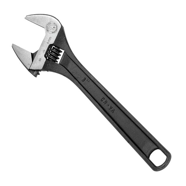 Ключ разводной 200мм, Cr-V, черный, INTERTOOL XT-0058, фото  | SNABZHENIE.com.ua