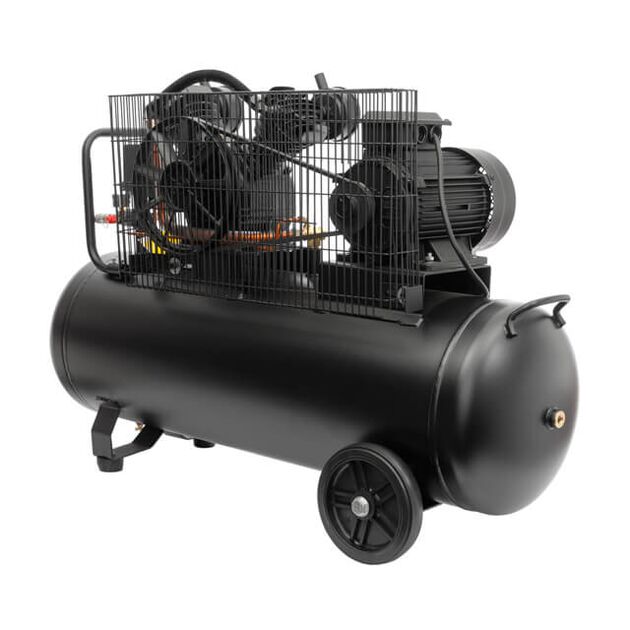 Компресор STORM, 100 л, 3 кВт, 380 В, 10 атм, 500 л/хв, 2 циліндри INTERTOOL PT-0013, фото , зображення 3 | SNABZHENIE.com.ua