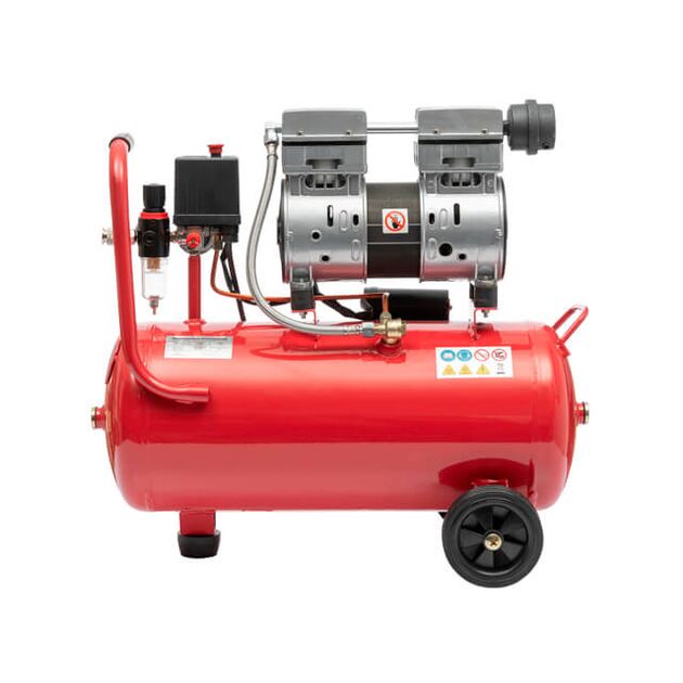 Компресор 24 л, 0.75 кВт, 220 В, 8aтм, 145 л/хв, 1400 об/хв, малошумний, безмасляний, 2 циліндри, фото , изображение 3 | SNABZHENIE.com.ua