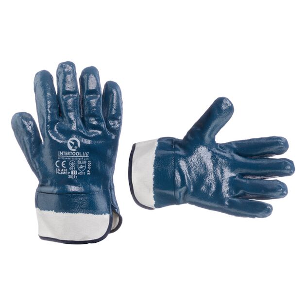 Перчатка маслостойкая нитриловая с твердым манжетом 10.5 INTERTOOL, фото  | SNABZHENIE.com.ua