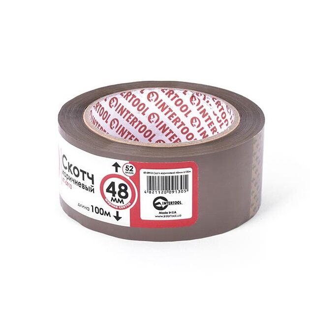 Скотч коричневий 48 мм * 100 м * 52 мкм INTERTOOL KT-0913, фото , зображення 2 | SNABZHENIE.com.ua
