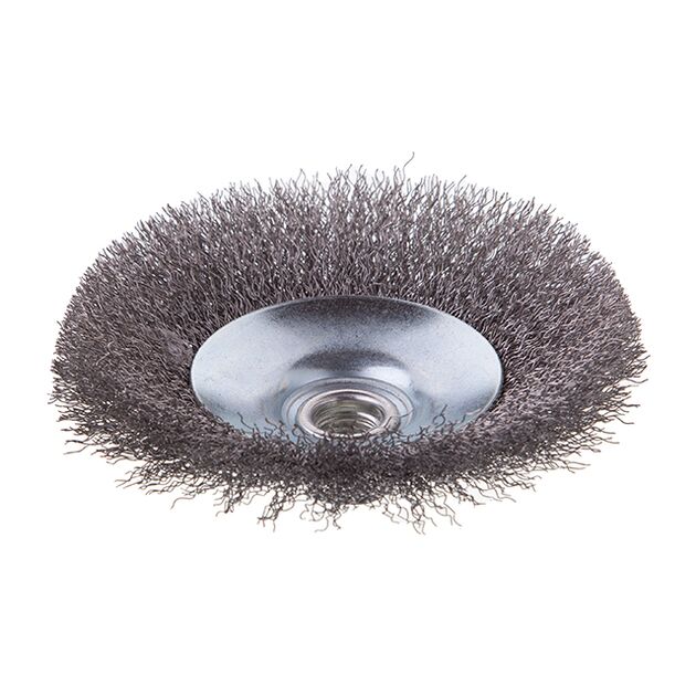 Щітка конусна 125 мм для УШМ М14 (витая проволока) INTERTOOL BT-5125, фото , зображення 2 | SNABZHENIE.com.ua