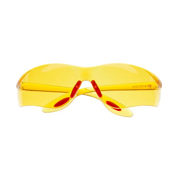 Очки захисні жовті INTERTOOL SP-0086, полімерні лінзи і заушники, захист від ударів, фото  | SNABZHENIE.com.ua