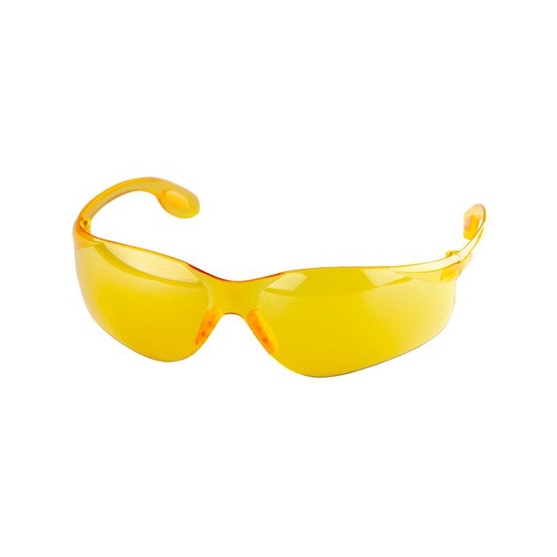 Очки захисні жовті INTERTOOL SP-0086, полімерні лінзи і заушники, захист від ударів, фото , зображення 2 | SNABZHENIE.com.ua