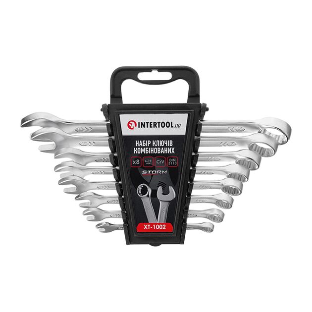 Набор комбинированных ключей 8шт., 6-19мм, Cr-V, STORM INTERTOOL XT-1002, фото  | SNABZHENIE.com.ua