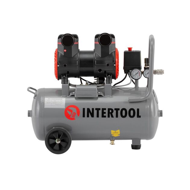 Компресор 24 л, 1.5 кВт, 220 В, 8 aтм, 250 л/хв, 2800 об/хв, безмасляний, 2 циліндра, фото  | SNABZHENIE.com.ua