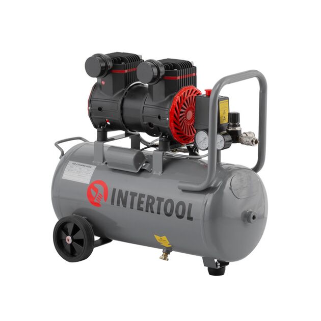 Компресор 24 л, 1.5 кВт, 220 В, 8 aтм, 250 л/хв, 2800 об/хв, безмасляний, 2 циліндра, фото , зображення 2 | SNABZHENIE.com.ua