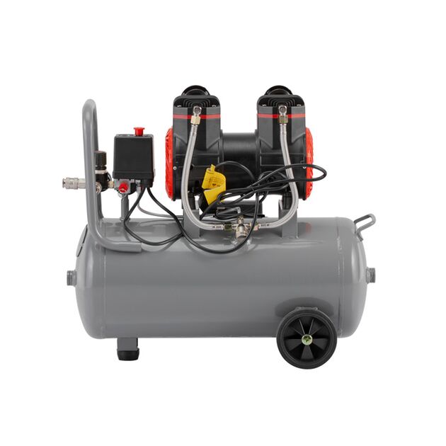 Компресор 24 л, 1.5 кВт, 220 В, 8 aтм, 250 л/хв, 2800 об/хв, безмасляний, 2 циліндра, фото , зображення 3 | SNABZHENIE.com.ua