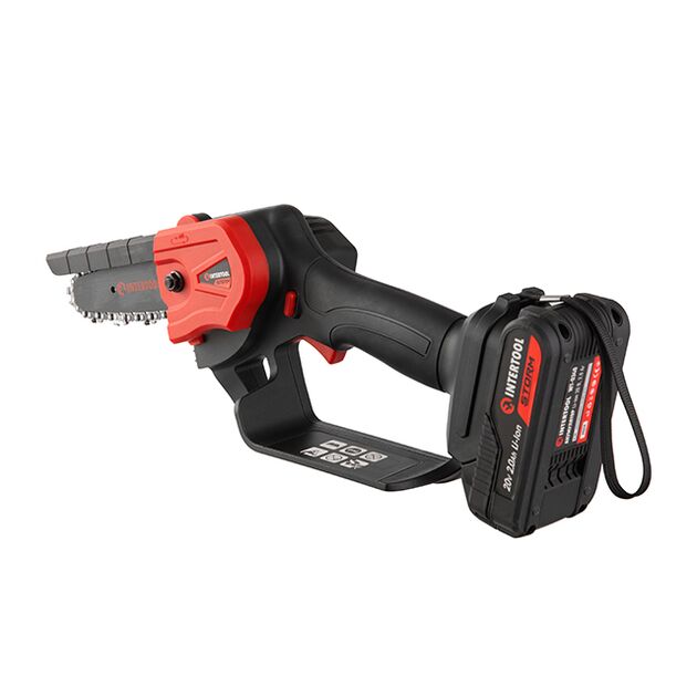 Мини-аккумуляторная цепная пила 20 В, шина 10 см, 4 м/с, литий-ион, 2.0 Ач, ЗУ 2А, STORM INTERTOOL WT-9109, фото , изображение 3 | SNABZHENIE.com.ua