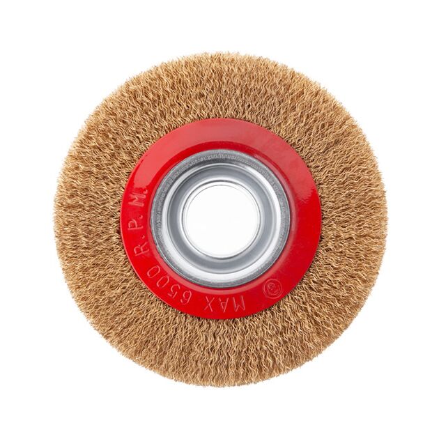 Щітка кільцева, 150×32 мм, кручений дріт покритий латунню, 6500 об/хв, фото , изображение 2 | SNABZHENIE.com.ua