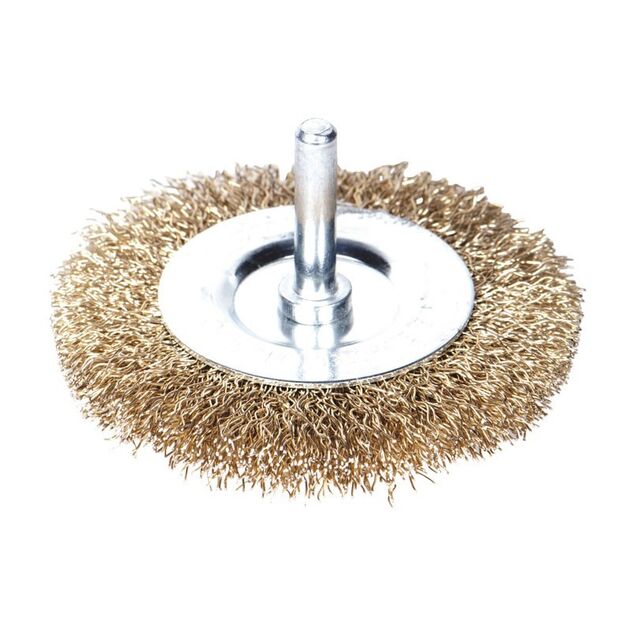Щітка проволочна дискообразна 50мм хвостовик 6мм (латуньована) SIGMA (9013051), фото  | SNABZHENIE.com.ua