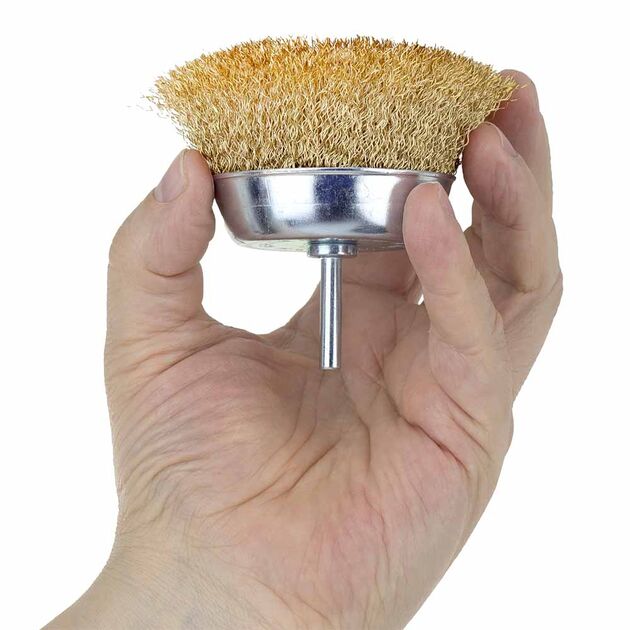 Щітка дротяна чашоподібна 100мм хвостовик 6мм (латуньована) SIGMA (9015101), фото , зображення 3 | SNABZHENIE.com.ua