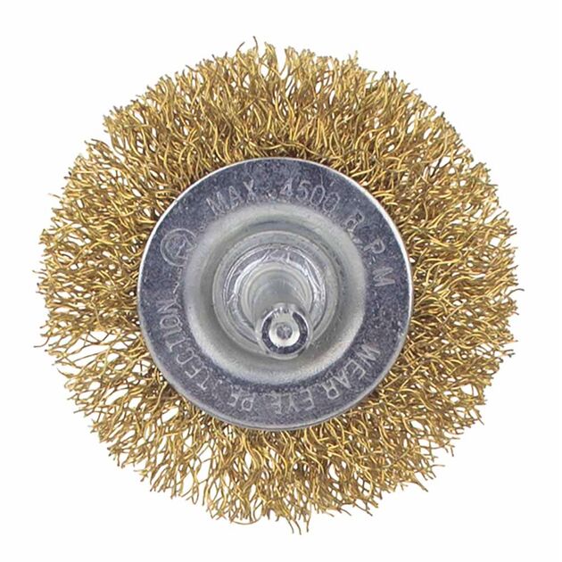 Щітка проволочна дискообразна 50мм хвостовик 6мм (латуньована) SIGMA (9013051), фото , зображення 3 | SNABZHENIE.com.ua