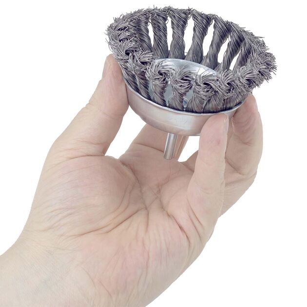 Щітка проволочна чашоподібна 100мм хвостовик 6мм (сталевий витий) SIGMA (9028101), фото , зображення 3 | SNABZHENIE.com.ua