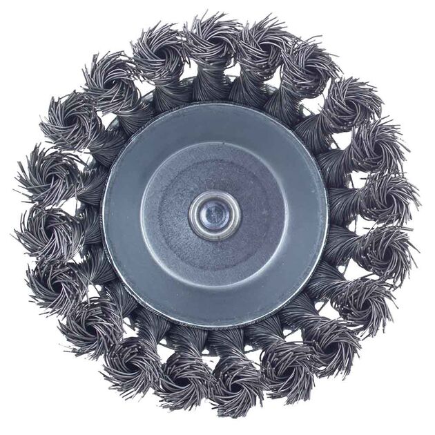 Щітка проволочна чашоподібна 100мм хвостовик 6мм (сталевий витий) SIGMA (9028101), фото , зображення 2 | SNABZHENIE.com.ua