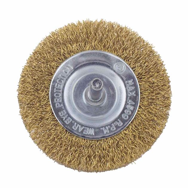 Щетка дисковая проволочная 75мм, хвостовик 6мм, SIGMA (латунь), фото , изображение 3 | SNABZHENIE.com.ua