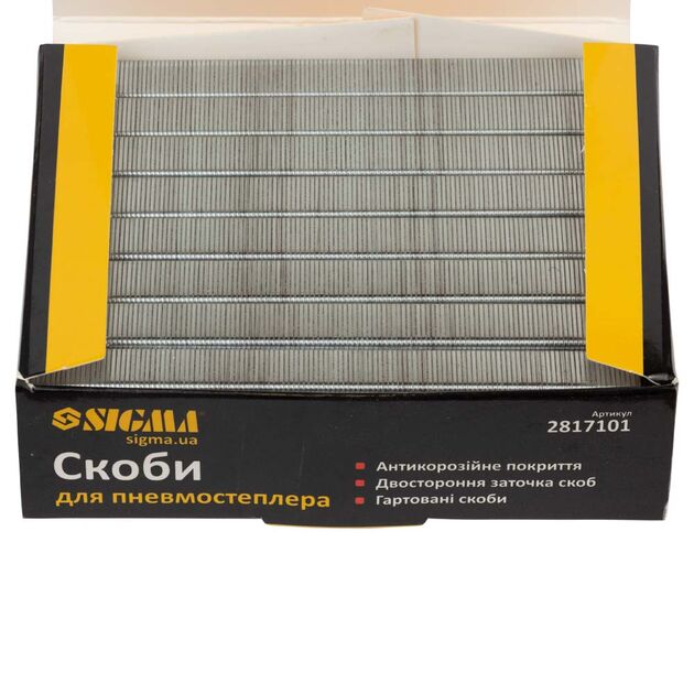 Скобы 10×12.8мм для пневмостеплера SIGMA, 5000 шт (2817101), фото , изображение 3 | SNABZHENIE.com.ua